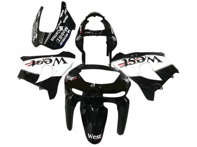 1998-1999 Kawasaki ZX6R Motorcycle Fairings - Glossy Black White West Canada Websites