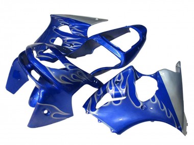 1998-1999 Kawasaki ZX6R Motorcycle Fairings - Blue Silver Flame Canada Websites