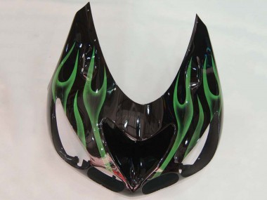 2006-2011 Kawasaki ZX14R ZZR1400 Motorcycle Fairing - Glossy Black Green Flame Canada Websites