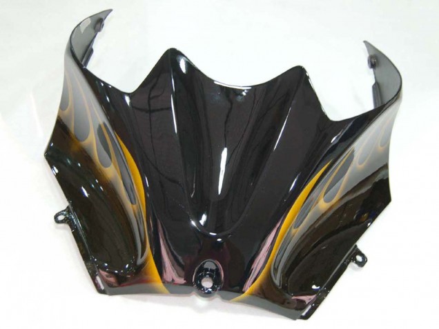 2006-2011 Kawasaki ZX14R ZZR1400 Motorcycle Fairings - Glossy Black Gold Flame Canada Websites