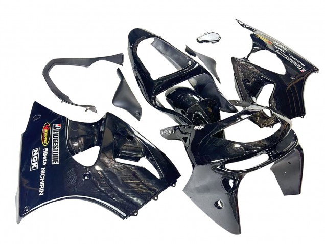1998-1999 Kawasaki ZX6R Motorcycle Fairings - Glossy Black Yellow Elf Bridgestone Canada Websites