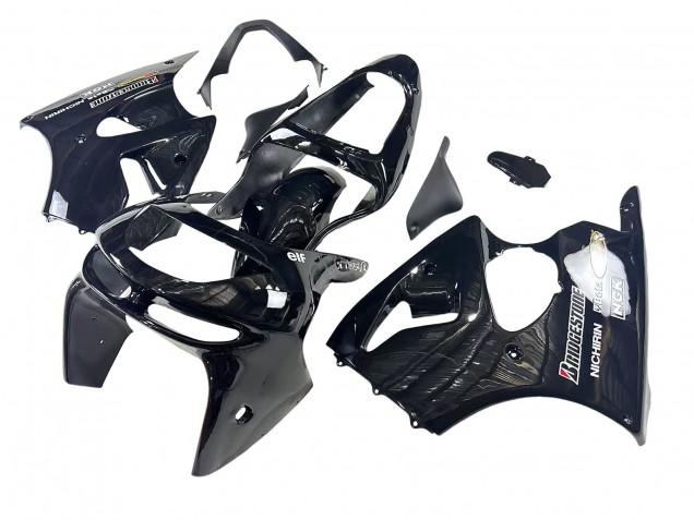 1998-1999 Kawasaki ZX6R Motorcycle Fairings - Glossy Black Yellow Elf Bridgestone Canada Websites