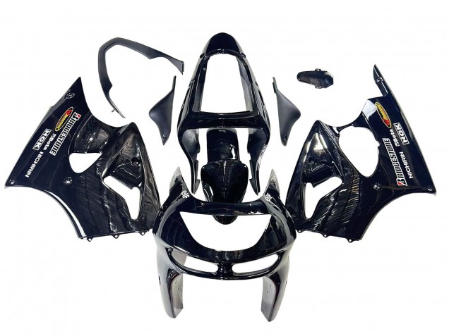 1998-1999 Kawasaki ZX6R Motorcycle Fairings - Glossy Black Yellow Elf Bridgestone Canada Websites