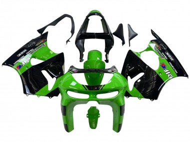 1998-1999 Kawasaki ZX6R Motorcycle Fairings - Green Glossy Black Elf Bridgestone Canada Websites