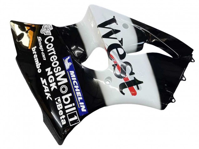 2000-2002 Kawasaki ZX6R Motorcycle Fairings - Glossy Black White West Michelin Canada Websites