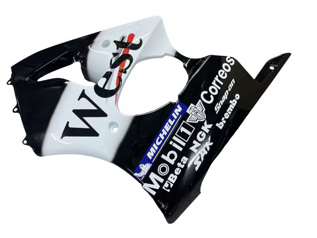 2000-2002 Kawasaki ZX6R Motorcycle Fairings - Glossy Black White West Michelin Canada Websites