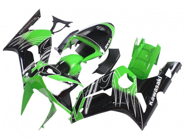 2003-2004 Kawasaki ZX6R Motorcycle Fairings - Green White Black Canada Websites
