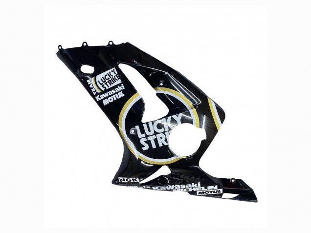 2003-2004 Kawasaki ZX6R Motorcycle Fairings - Glossy Black White Motul Lucky Strike Canada Websites