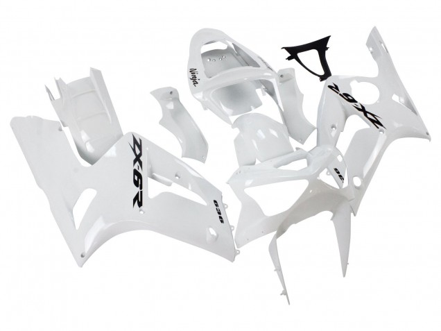 2003-2004 Kawasaki ZX6R Motorcycle Fairings - White Black Decals Canada Websites