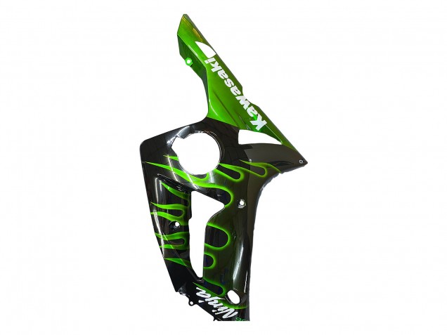 2003-2004 Kawasaki ZX6R Motorcycle Fairings - Glossy Black Green Flame Canada Websites