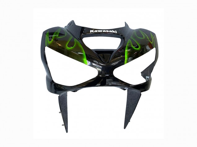 2003-2004 Kawasaki ZX6R Motorcycle Fairings - Glossy Black Green Flame Canada Websites