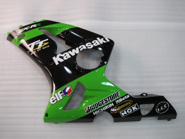 2003-2004 Kawasaki ZX6R Motorcycle Fairings - Green Black Elf Bridgestone Canada Websites