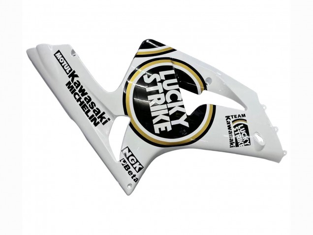 2003-2004 Kawasaki ZX6R Motorcycle Fairings - White Black Motul Lucky Strike Canada Websites