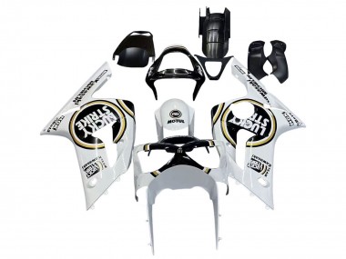2003-2004 Kawasaki ZX6R Motorcycle Fairings - White Black Motul Lucky Strike Canada Websites