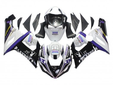 2005-2006 Kawasaki ZX6R Motorcycle Fairings - White Purple Black Rizoma Playboy DENSO Canada Websites