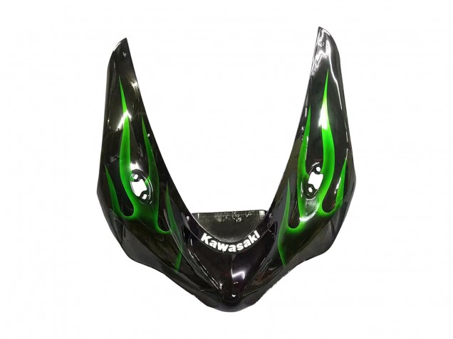 2005-2006 Kawasaki ZX6R Motorcycle Fairing - Glossy Black Green Flame Canada Websites