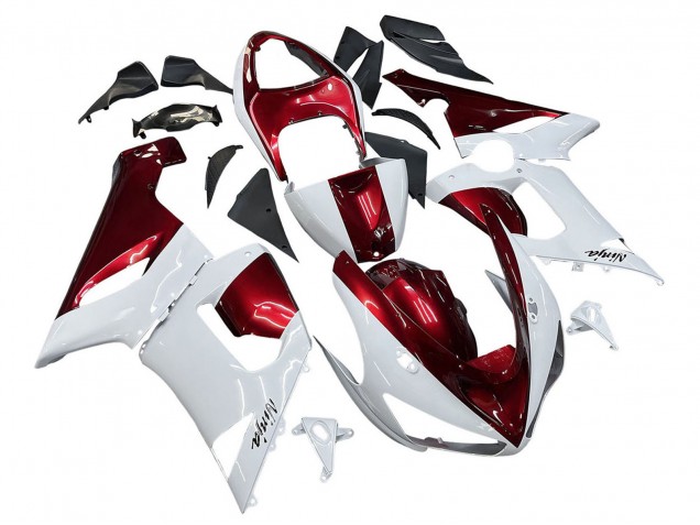 2005-2006 Kawasaki ZX6R Motorcycle Fairings - White Red Canada Websites