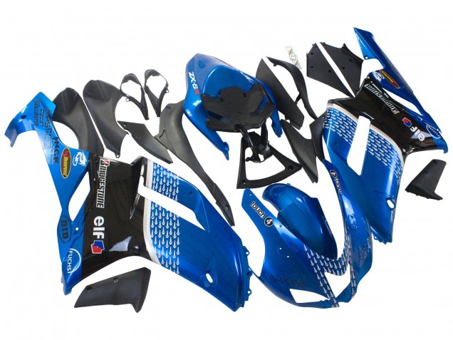 2007-2008 Kawasaki ZX6R Motorcycle Fairings - Black Blue Elf Canada Websites