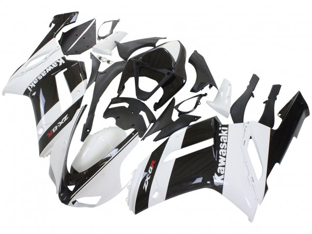2007-2008 Kawasaki ZX6R Motorcycle Fairing - White Black Canada Websites
