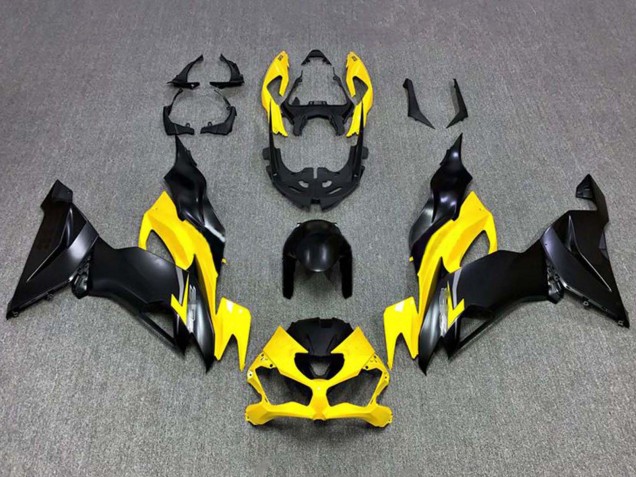2019-2022 Kawasaki ZX6R Motorcycle Fairings - Yellow Matte Black Canada Websites