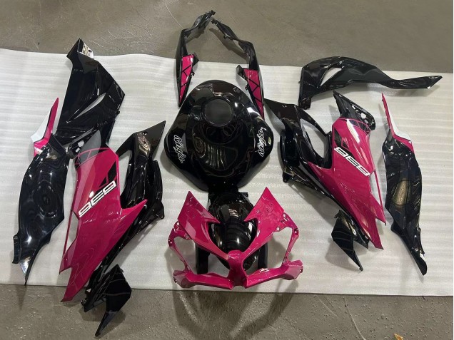 2019-2022 Kawasaki ZX6R Motorcycle Fairings - Glossy Black Pink Ninja Canada Websites