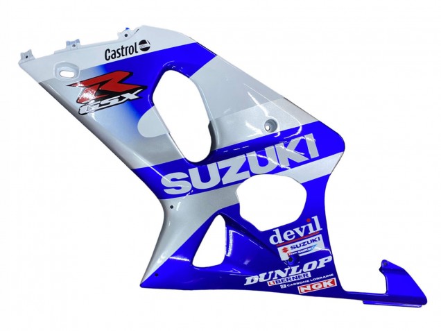 2000-2002 Suzuki GSXR1000 Motorcycle Fairings - Blue White Silver Castrol Dunlop Canada Websites