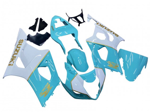 2003-2004 Suzuki GSXR 1000 Motorcycle Fairings - White Light Blue Gold Canada Websites