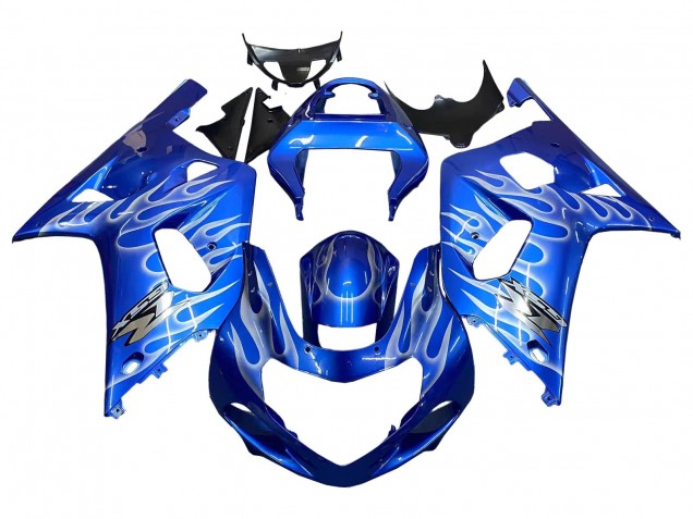 2001-2003 Suzuki GSXR 600 / GSXR 750 Motorcycle Fairings - Blue with White Flame Canada Websites
