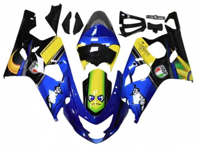 2004-2005 Suzuki GSXR 600 / GSXR 750 Motorcycle Fairings - Blue Yellow Black Shark Canada Websites