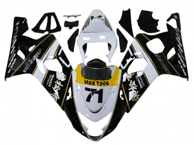 2004-2005 Suzuki GSXR 600 / GSXR 750 Motorcycle Fairings - White Black Yellow Dark Dog 71 Canada Websites