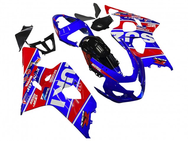 2004-2005 Suzuki GSXR 600 / GSXR 750 Motorcycle Fairings - Blue Red Black Motul Dunlop Canada Websites
