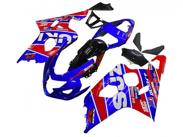 2004-2005 Suzuki GSXR 600 / GSXR 750 Motorcycle Fairings - Blue Red Black Motul Dunlop Canada Websites