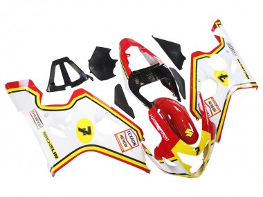 2004-2005 Suzuki GSXR 600 / GSXR 750 Motorcycle Fairings - White Red Yellow Michelin Texaon Heron 7 Canada Websites