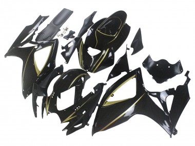 2006-2007 Suzuki GSXR 600 / GSXR 750 Motorcycle Fairings - Glossy Black Gold Stripe Canada Websites