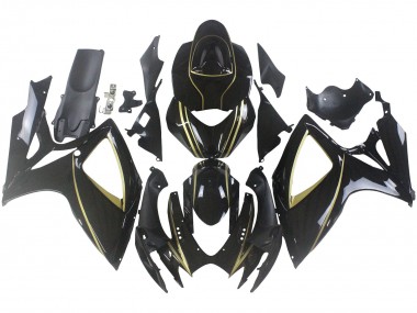 2006-2007 Suzuki GSXR 600 / GSXR 750 Motorcycle Fairings - Glossy Black Gold Stripe Canada Websites