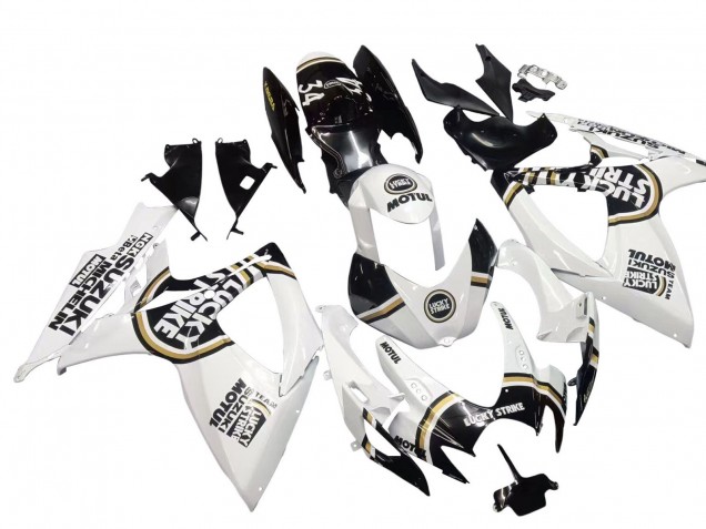 2006-2007 Suzuki GSXR 600 / GSXR 750 Motorcycle Fairings - White Black Lucky Strike Motul Canada Websites