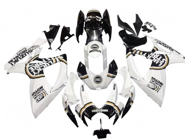 2006-2007 Suzuki GSXR 600 / GSXR 750 Motorcycle Fairings - White Black Lucky Strike Motul Canada Websites