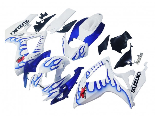 2006-2007 Suzuki GSXR 600 / GSXR 750 Motorcycle Fairings - White Blue Flame Canada Websites