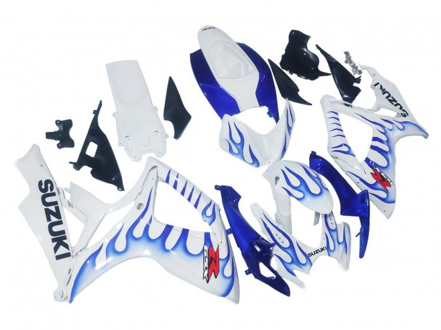 2006-2007 Suzuki GSXR 600 / GSXR 750 Motorcycle Fairings - White Blue Flame Canada Websites