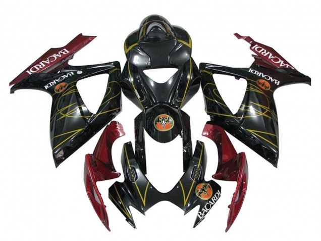 2006-2007 Suzuki GSXR 600 / GSXR 750 Motorcycle Fairings - Glossy Black Red Gold Canada Websites