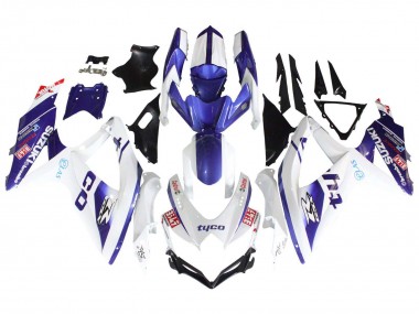 2008-2010 Suzuki GSXR 600 / GSXR 750 Motorcycle Fairings - White Blue Black Tyco Canada Websites
