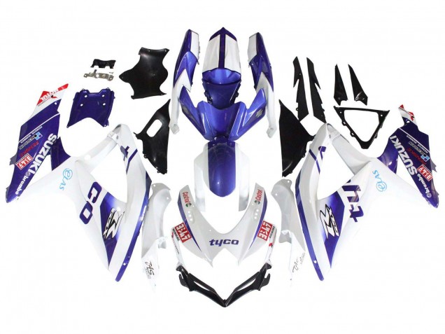 2008-2010 Suzuki GSXR 600 / GSXR 750 Motorcycle Fairings - White Blue Black Tyco Canada Websites