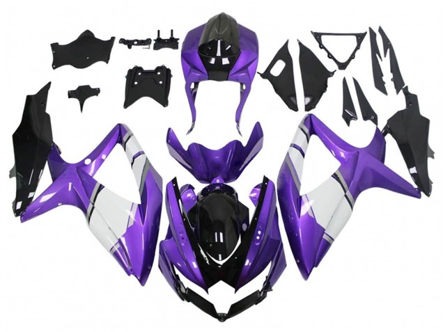 2008-2010 Suzuki GSXR 600 / GSXR 750 Motorcycle Fairings - Purple White Glossy Black Canada Websites