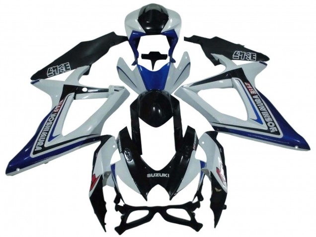 2008-2010 Suzuki GSXR 600 / GSXR 750 Motorcycle Fairings - White Blue Glossy Black Alstare Canada Websites