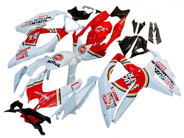 2008-2010 Suzuki GSXR 600 / GSXR 750 Motorcycle Fairings - White Red Motul Lucky Strike Canada Websites