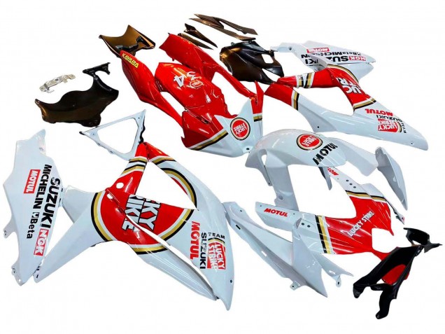 2008-2010 Suzuki GSXR 600 / GSXR 750 Motorcycle Fairings - White Red Motul Lucky Strike Canada Websites