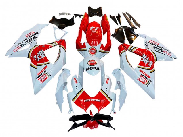 2008-2010 Suzuki GSXR 600 / GSXR 750 Motorcycle Fairings - White Red Motul Lucky Strike Canada Websites