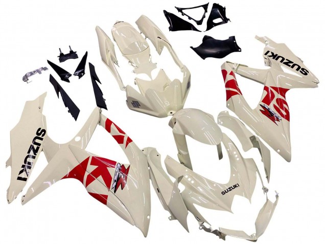 2008-2010 Suzuki GSXR 600 / GSXR 750 Motorcycle Fairings - Cream White Red Black Canada Websites