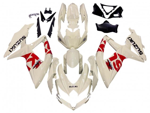 2008-2010 Suzuki GSXR 600 / GSXR 750 Motorcycle Fairings - Cream White Red Black Canada Websites