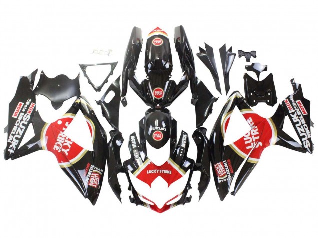 2008-2010 Suzuki GSXR 600 / GSXR 750 Motorcycle Fairings - Glossy Black Red White Motul Lucky Strike Canada Websites